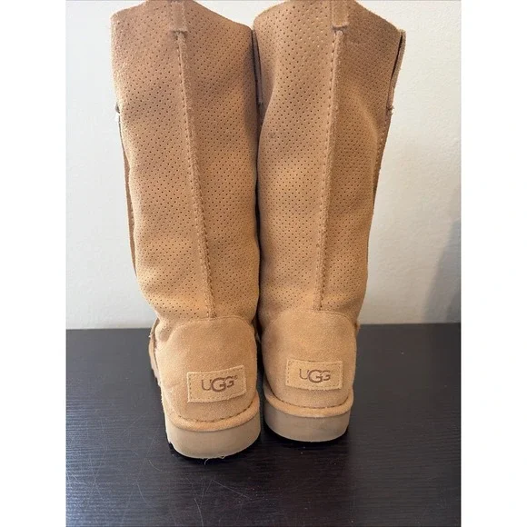 UGG Classic Tall Perforated Suede Boots Womens Size 9 Chestnut Summer
